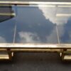 1970' Table basse rectangulaire Guy Lefevre en laiton et vitres fumées