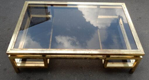 1970' Rectangular Coffee table Guy Lefevre in bronze and polish brass