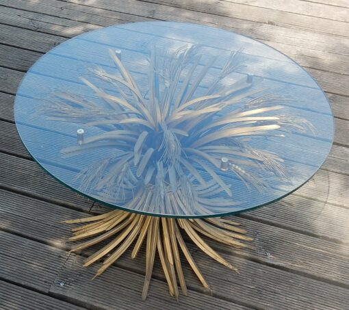 1970' Pedestal Table or Coffee Table in the Style YSL in Gilted Iron - Image 2