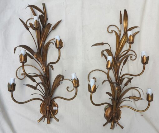 Paire d'Appliques Fer Doré Gerbe de Blé – Image 2