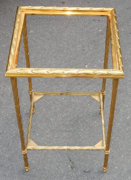 1950/70' Paire de Bouts de Canapés  en Bronze Doré Décor Palmier Maison Charles 35 X 35 cm – Image 6