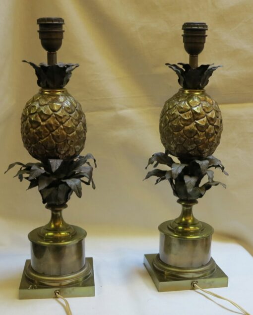 1950/70 Pair of lamps pineapple in bronze in the style of Charles