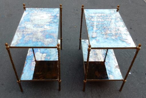 1970' Paire d'Étagères Montants Palmiers en Bronze Doré Style Maison Charles 64 X 40 cm(Réservé) – Image 2