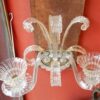 1950/70' Paire d'Appliques à 2 Bras de Lumière en Cristal de Murano Avec Paillons d'Or Modèle Jet d'Eau Véronèse 33 H X 36 cm – Image 3