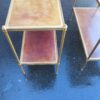 Paire d Etageres en bronze  Maison Bagués et 2 plateaux gainés de cuir beige – Image 5