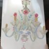 1950' Murano Chandelier Has 6 Blue Glass Lights Opalescent and Pink Molten Glass