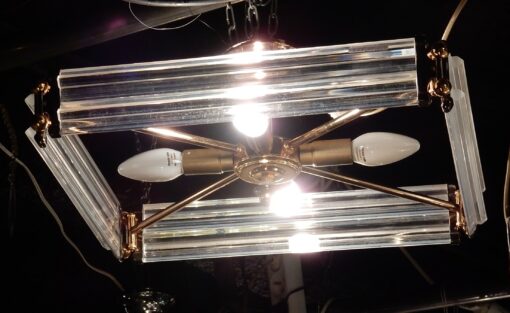1970' Gilted Iron and Lucite Ceiling Light Shape Style Design Square Form - Image 2