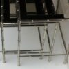 1950/70 Series of 3 Nesting tables chromed brass Model Bamboo Adnet Jacques top silvered frame - Image 4