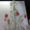 1950' Murano Chandelier Has 6 Blue Glass Lights Opalescent and Pink Molten Glass - Image 7