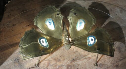 1950/70' Table has the bronze butterfly with blue agates style Duval Brasseur enlightening - Image 8