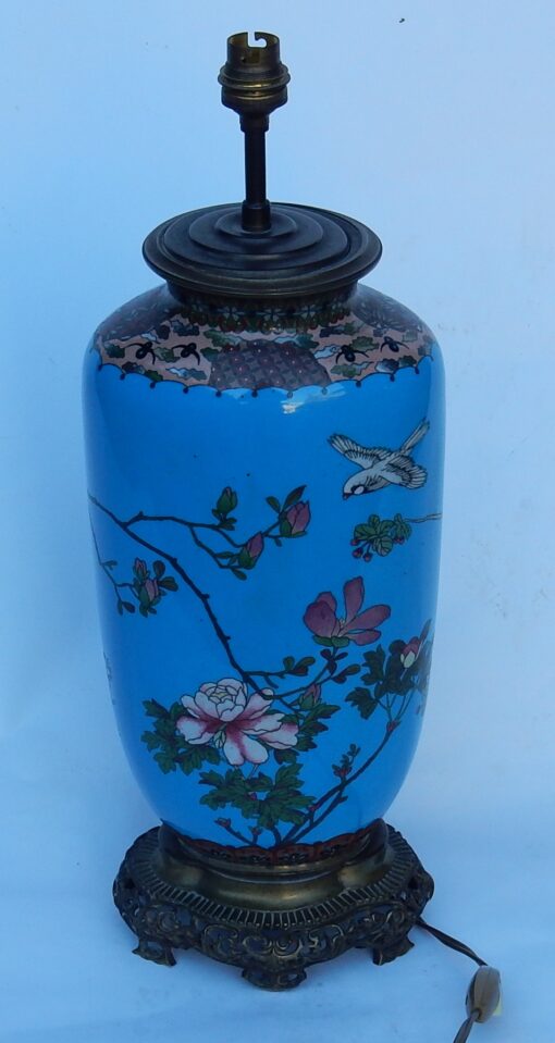 1890' Lamp Compartmentalized Japan Birds and Flowers