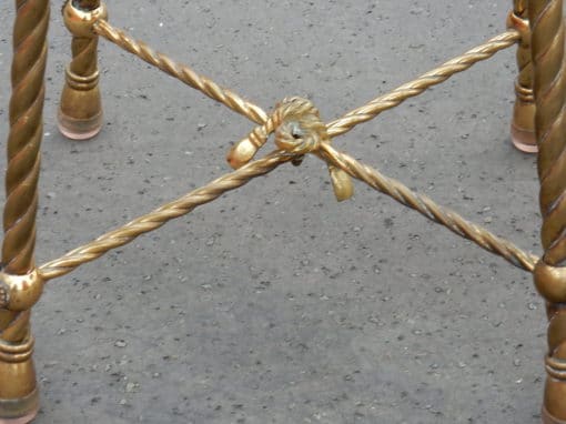 1950/70' Paire de Tabourets en Laiton Doré Style Cordage – Image 7