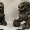 19th Pair of Dogs Fu or Chinese Lion in golden cast iron