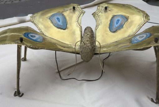 1950/70' Table has the bronze butterfly with blue agates style Duval Brasseur enlightening - Image 5