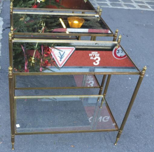 1950/70 4 rectangular ends of sofa Maison Bagués brass and tans trays mirror olded oxyded gilted  with Olympic flames - Image 3