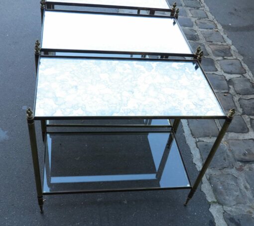 1950/70 4 rectangular ends of sofa Maison Bagués brass and tans trays mirror olded oxyded gilted  with Olympic flames - Image 7