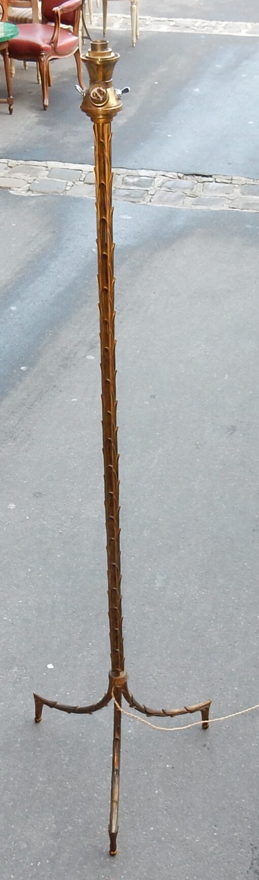 1950/70 Lampadaire en Bronze Doré Maison Charles Modèle Palmier 3 Tiges – Image 7