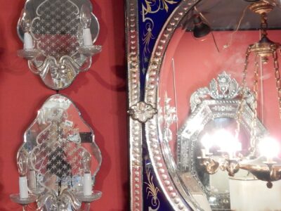 1960/70 'Pair Of  Sconces In Mirror Of Venice