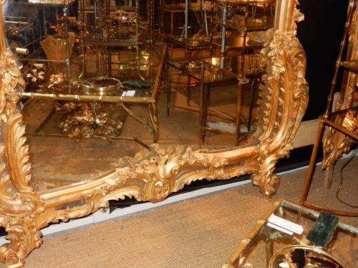 1850' Miroir de Style Louis 15 en Bois Doré Glace Mercure 2m40 X 1m50 – Image 7