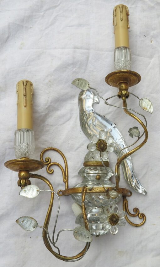 1970' Pair Wall Lamp has the Parakeet Style Baguès - Image 2