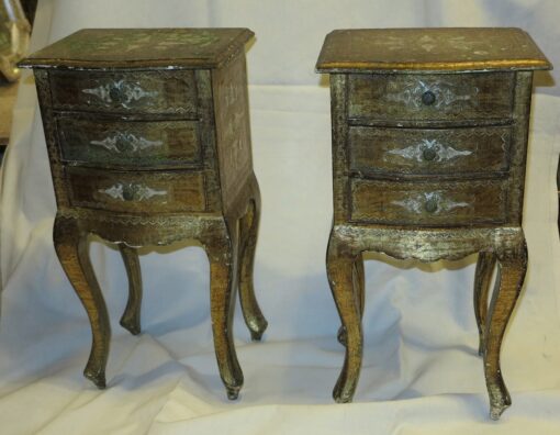 Pair  Italian side bed golden wood