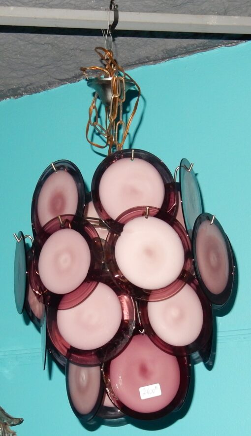 1970' Venini Bowl Purple Chandelier In The Style Of Vistosi 24 Pieces - Image 8