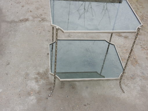 1950/70 Guéridon Maison Baguès Modèle Bambou Laiton Argenté Angles Concaves – Image 4
