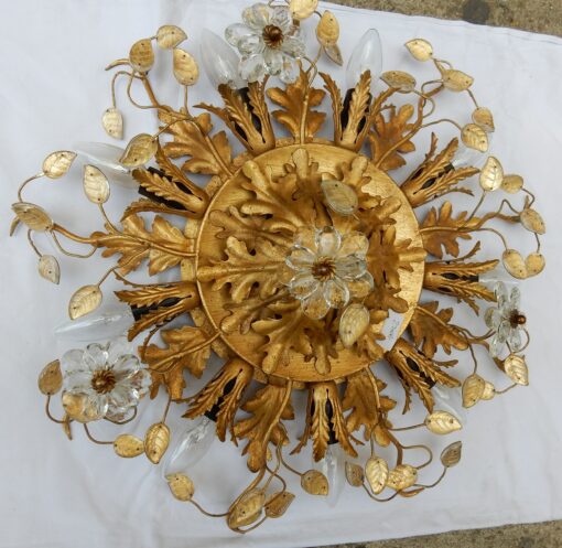 1950/70 Ceiling Light has Floral Decoration in the Style of  Maison Bagués - Image 7