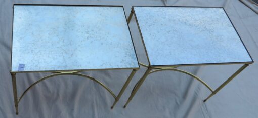 1970' Pair of End of Sofa 61 X 41 Maison Baguès with Top Mirror Silvered Oxided with Entretoise in 1/2 Circle - Image 5