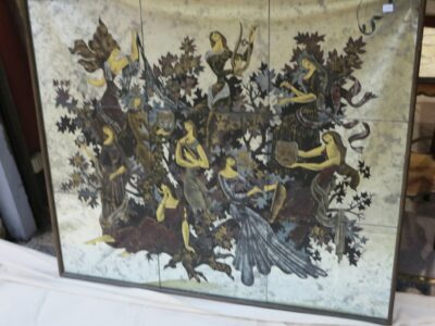 " 9 Muses " Panel art deco églomisé of Pansart