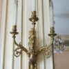 1950' Pair of bronze sconces cherub playing 2 trumpets - Image 2