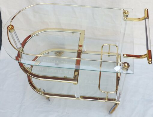 70' Golden metal and lucite  troll rolling bar in the style of Maison Roméo - Image 5