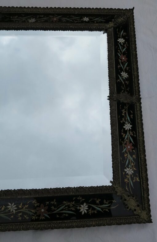 Miroir Napoléon 3 , cadre bronze , émaillé sur cartouches en miroir noirci – Image 5