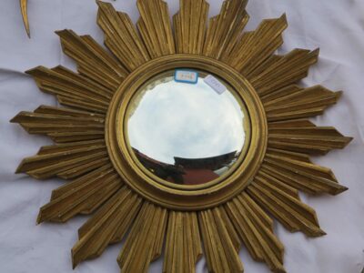 1950' Miroir soleil Convexe, bois doré - 57 cm