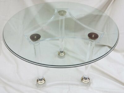 1970' Round Table or Lucite Pedestal Table And Golden Cabochons