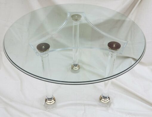 1970' Round Table or Lucite Pedestal Table And Golden Cabochons