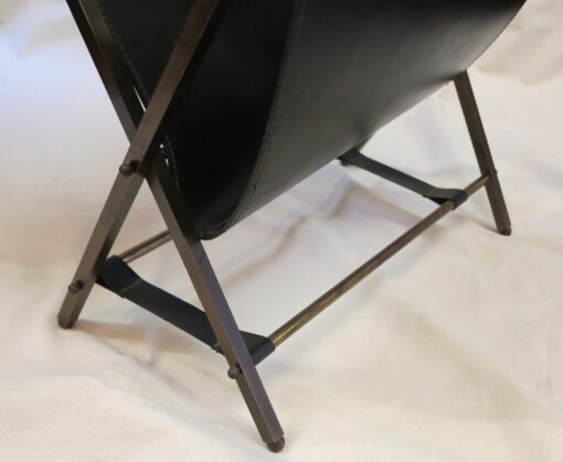 1950/70 Jacques Adnet skaï and brass carry newspaper - Image 4