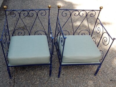 1900' Paire de Fauteuils en Fer Forgé