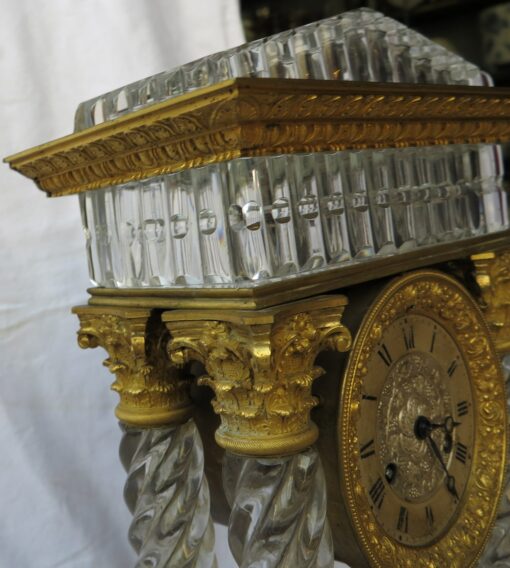 1830' Clock Portico Charles X Crystal Baccarat and Golden Bronze - Image 5