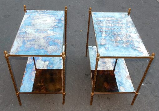 1970' Paire d'Étagères Montants Palmiers en Bronze Doré Style Maison Charles 64 X 40 cm(Réservé) – Image 3