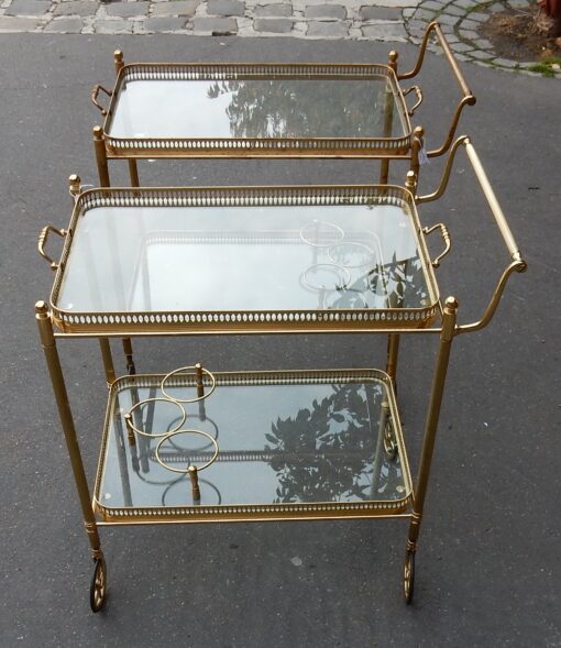 1950/70 Pair Of Rolling Bar In Brass Maison Bagués  in The Style of  L XVI - Image 8