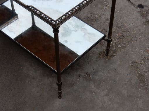 1950/70' Pair  Of End Of Sofa Maison Bagués  With Tops In Oxyded mirror With Openwork Galleries 60 X 38 cm - Image 8