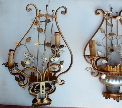 1970' Pair Wall Lamp Deco Chinese in the Style of  Maison Baguès - Image 4