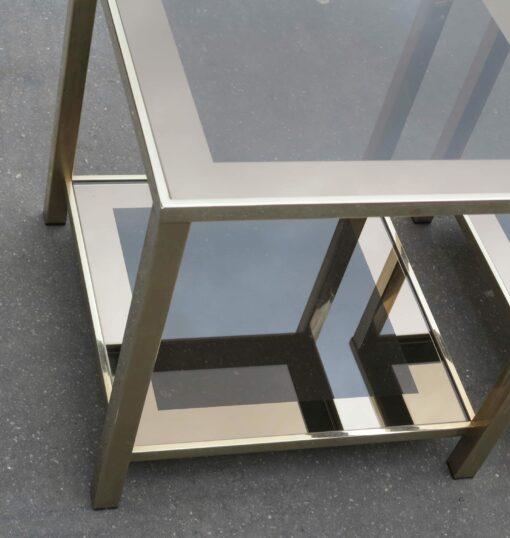 1970/80' Pair  of end of sofa   with tops in smoked frame mirror 50X 50 cm - Image 4