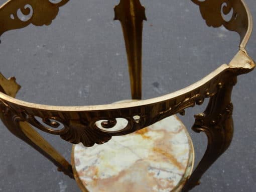 1970' Paire de Sellettes en Bronze Doré Style LXV Plateaux Onyx – Image 2