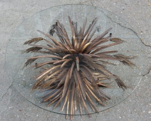1970' Pedestal Table or Coffee Table in YSL  Style in Gilted Iron - Image 5