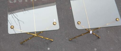1950/70' Pair Coffee tables in Gilted Bronze Model Bamboo in X Maison Baguès - Image 3