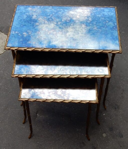 1950/70 Série de 3 Tables Gigognes Modèle Palmier Maison Charles