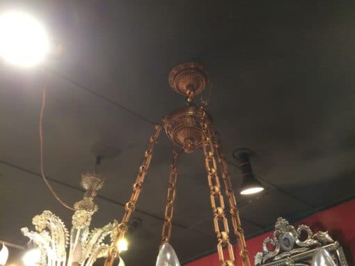 1900 ' Chandelier   in the style of empire bronze golden and green patina swan - Image 7