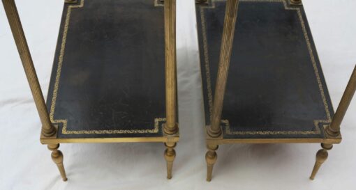 1970' Pair of Shelf in brass Maison Bagués 2 tray with black leather 50 x 30 - Image 2